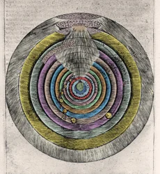 Plan des Himmels des Paradieses nach der Göttlichen Komödie von Dante Alighieri (1265-1321): Anonyme Gravur aus dem 17. Jahrhundert