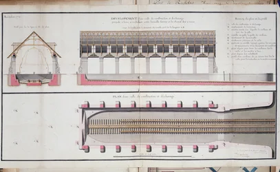 Plan eines Gebäudes und Grundriss des Hafens von Rochefort