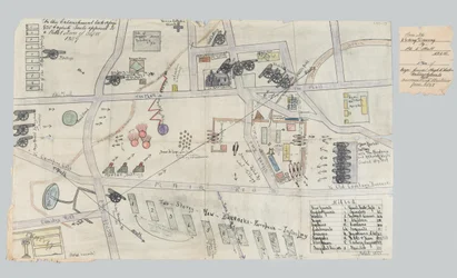 Plan der Verschanzungen in Cawnpore, Juni 1857