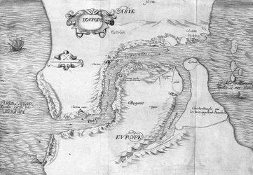 Plan der Meerenge von Konstantinopel (heute Bosporus) - in „Voyage de levant im Auftrag des Königs im Jahr 1621“, herausgegeben 1629 (unter der Herrschaft von Ludwig XIII. dem Gerechten)