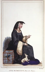 Porträt von Anne von Bretagne (1476-1514), Königin von Frankreich, Ehefrau von Karl VIII. und dann Ludwig XII. Gravur von 1830