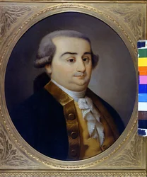 Porträt von Cesare Bonesana, Marquis de Beccaria (1738-1794), italienischer Jurist. Anonymes Gemälde des 18. Jahrhunderts. Museo di Milano, Mailand.