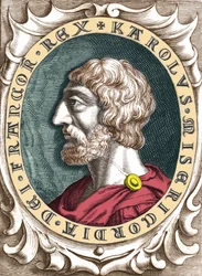 Porträt von Karl dem Großen oder Karl I. der Große (742 - 814), König der Franken