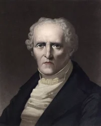 Porträt von Charles Fourier (1772-1837), französischer sozialistischer Theoretiker (Porträt von Charles Fourier, französischer Philosoph und ein wichtiger früher sozialistischer Denker, später mit „utopischem Sozialismus“ verbunden) Gravur