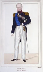 Porträt von Karl X., König von Frankreich (1757 - 1836) Gravur von 1830