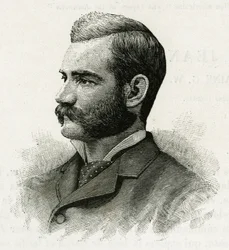 Porträt von Danenhower, zweiter Leutnant der La Jeannette-Crew, für die Mission Nord. Gravur zur Illustration „Le voyage de la Jeannette“.