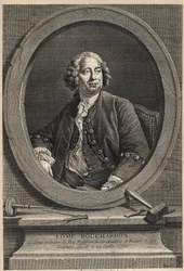 Porträt von Edme Bouchardon (1698-1762), französischer Bildhauer und Zeichner - Gravur von 1776