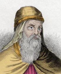 Porträt Gregors von Nazianz (Naziance) (Gregor von Nazianz), bekannt als der Jüngere oder Gregor der Theologe (329-390), Theologe und Kirchenlehrer. Stich aus dem 19. Jahrhundert.