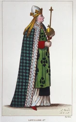 Porträt von Lothar I. (795-855), Kaiser des Westens und König von Italien. Gravur von 1830