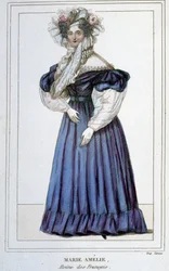 Porträt von Marie Amélie de Bourbon (1782 - 1866), Königin der Franzosen, Ehefrau von Louis Philippe I. Gravur des 19. Jahrhunderts