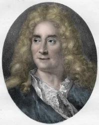 Porträt von Michel Boyron (Michel Baron), englischer Schauspieler und Dramatiker (1653-1729) - Gravur