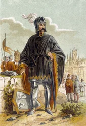Porträt von Philip van Artevelde (1340-1382), flämischer Politiker und Anführer des Aufstands der Weber von Gent gegen Graf Ludwig II. von Flandern, bekannt als Louis de Male oder Maele (1381). Er wurde in der Schlacht von Rozebeke (1382) besiegt und getöt