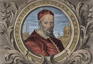 Porträt von Papst Innozenz X. (Innocenzo, Innocentius oder Giovanni Battista Pamphili) (1644-1655). Gravur