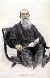 Porträt von Tolstoi, Gravur 1888