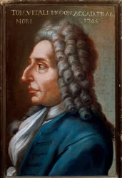 Porträt von Tommaso Antonio Vitali Modoni (1663-1745) italienischer Komponist und Geiger. Anonymes Gemälde. 18. Jahrhundert. Bologna, Civico Museo