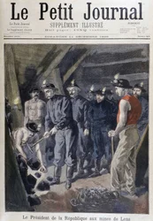 Präsident der Republik Jean Casimir-Perrier umgeben von Bergleuten in den Minen von Lens, „Le petit journal“ vom 11. Dezember