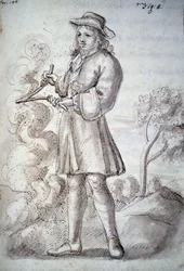 Rhabdomantie: Abhandlung mit dem Titel „Die okkulte Physik oder Abhandlung über die göttliche Rute und ihre Verwendung zur Entdeckung von Wasserquellen, Minen...“ von Abt Vallemont: verschiedene Arten der Verwendung der Sucherrute. Manuskript aus dem 18. J