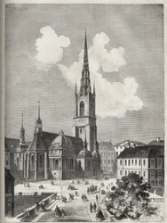 Riddarholmen-Kirche - Die Riddarholm-Kirche in Stockholm - 1866