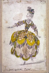Szenografie: Kostümzeichnung für die Opernballett „Les Indes galantes“ von Jean Philippe Rameau (1683-1764) 1761. Aquarell