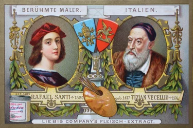 Serie von Gemälden berühmter Maler, Rafael Santi und Tiziano Vecellio, Italien