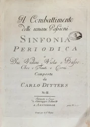 Partiturseite der Periodischen Symphonie (Der Kampf der menschlichen Leidenschaften) von Karl Ditters von Dittersdorf