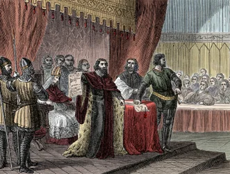 Unterzeichnung der Magna Carta durch König Johann Ohneland (1215)