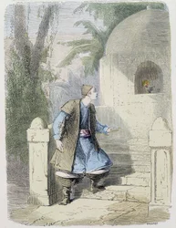 Märchen: Aladdin nimmt die Lampe in der Nische - in „Die Tausendundeine Nacht“, ed. Emile Guérin, erzählt von Md Boudet, Paris, n.d.