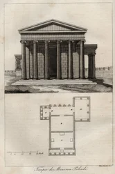 Tempel der Athena Polias - Akropolis von Athen - Alter Tempel der Athena - Stich aus „Usi e Costumi di Tutti i Popoli dell