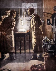 Die Röntgenstrahlen. Entdeckt 1895. Illustration des Experiments.