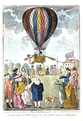 Der Heißluftballon beim Aufstieg mit Mr. Lunardi vom Artillerieplatz, 15. September 1784