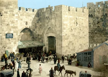 Das Tor von Jaffa in Jerusalem. Photochrom zwischen 1890-1900