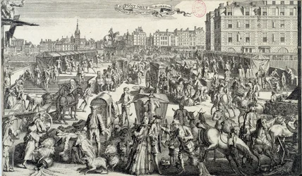 Das Gedränge auf der Pont Neuf in Paris