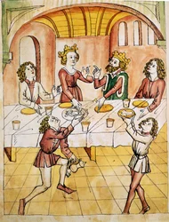 Der Saal der hundert Tische. Faksimile aus dem 18. Jahrhundert nach Perceval von Wolfram von Eschenbach.