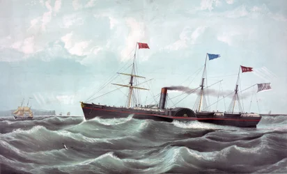 Das Dampfschiff US Atlantic (US Mail Dampfschiff Atlantic) Lithographie 1850