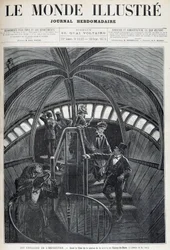 Der Besuch des Inneren des Kopfes der Freiheitsstatue auf der Weltausstellung - aus „The Illustrated World“ vom 28.09.1878