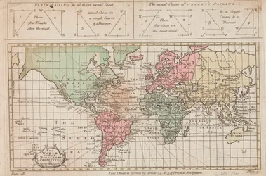 Die Welt nach der Mercator-Projektion oder Edw Wrights, ca. 1730