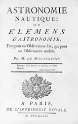 Titelseite der Nautischen Astronomie: oder Elemente der Astronomie von M. de Maupertuis. 1743