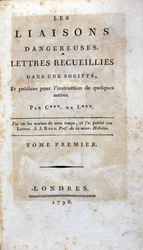 Titelseite des Buches „Les Liaisons dangereuses“ von Choderlos de Laclos, London