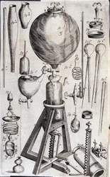 Werkzeuge für wissenschaftliche Experimente - in „Nova experimenta physico-mechanica de vi aeris elastica, et ejusdem effectibus, facta maximam partem in nova machina pneumatica“ von Robert Boyle
