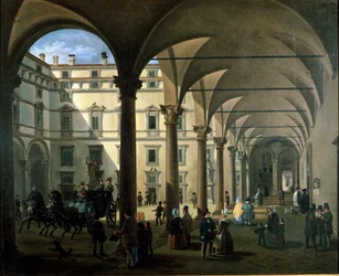 Ansicht des Arcivescovado-Hofs in Mailand