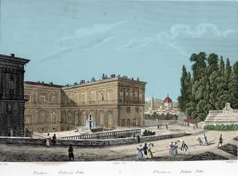 Ansicht des Pitti-Palastes in Florenz. 19. Jahrhundert