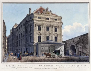 Ansicht des Nationalen Hoftheaters in Wien im 19. Jahrhundert.
