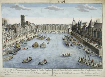 Ansicht der Pont au Change und des St. Jacques Turms in Paris