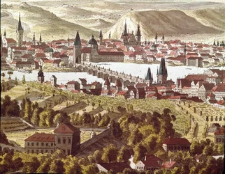 Ansicht der Stadt Prag im 18. Jahrhundert