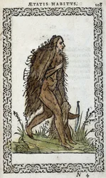 Wilde Frau und ihr Kind - in „Habits et effigies“ von Jean Sluperius