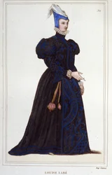 Porträt von Louise Labé (ca. 1524-1566), französische Dichterin, Gravur von 1830