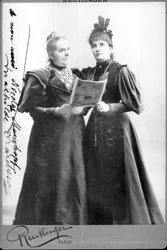Die deutsche Sängerin Mathilde Marchesi (1821-1913) und die australische Sängerin Nellie (Nelly) Melba (1861-1931). Fotografie aus dem späten 19. Jahrhundert