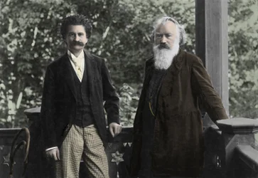 Johannes Brahms (1833-1897) mit Johann Strauss (1825-1899)