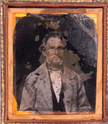 Porträt eines Mannes. Daguerreotypie (Daguerre) unter Rahmen um 1850.