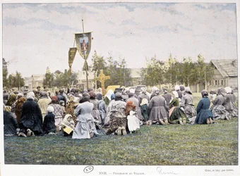 Prozession im Dorf (Russland) - Fotografie, Ende des 19. Jahrhunderts